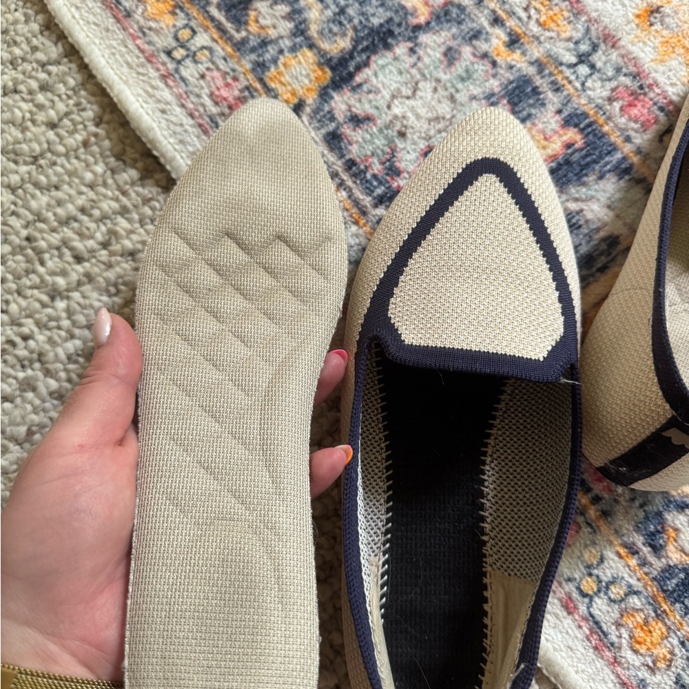 Birdies Blackbird Eggshell Navy Washable Flats, 7M - Picture 4 of 5